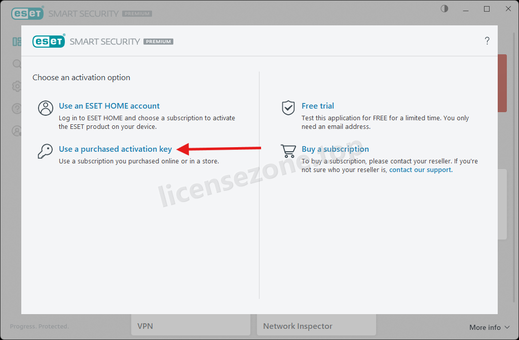 انتخاب Use a purchased activation key