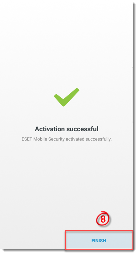 مرحله 7 فعال سازی: پایان مراحل و لمس FINISH
