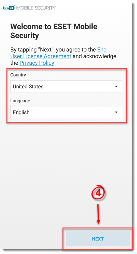 مرحله 4 نصب: انتخاب کشور (Afghanistan) و پذیرش شرایط