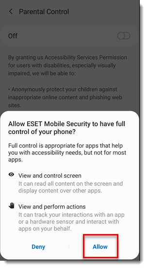 تایید دسترسی Accessibility