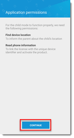ادامه برای تنظیمات Application Protection
