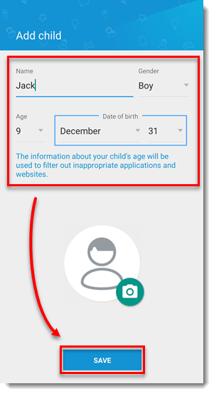 تکمیل اطلاعات پروفایل کودک