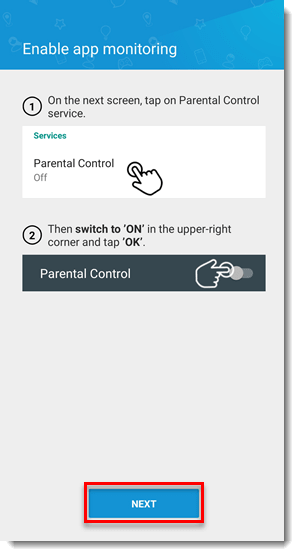 شروع اعطای دسترسی‌های لازم به برنامه روی گوشی کودک