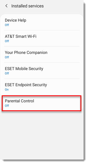 انتخاب Parental Control در Accessibility گوشی کودک